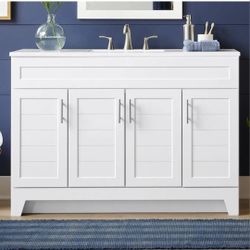 Style Selections Kirkman 48-in True White Single Sink Bathroom Vanity (read)