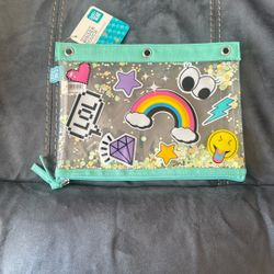 New Pen Gear Shake Sequin Binder Pencil Supply Pouch Bag 