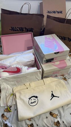 Jordan 1 Travis Scott Trapical Pink and Shy Pink  size 8.5M and 2Y