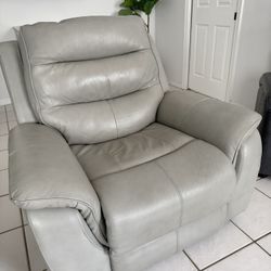 Electric-gray leather  recliner