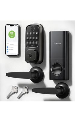 WiFi Smart Door Locks for Front Door Lock Set, Keyless Entry Door Lock Deadbolt with Handle Set, Smart Deadbolt Lock with Alexa & Google Assistant, AP