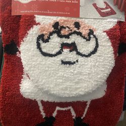 Christmas Bathroom Contour (toilet Base) Rug And Toilet Seat Cover