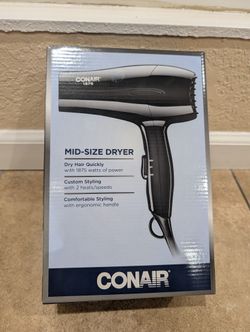 Conair Hairdryer Hair Dryer Hair Drying Black 1875 Watts Corded 2 Heats Speeds Ergonomic Handle