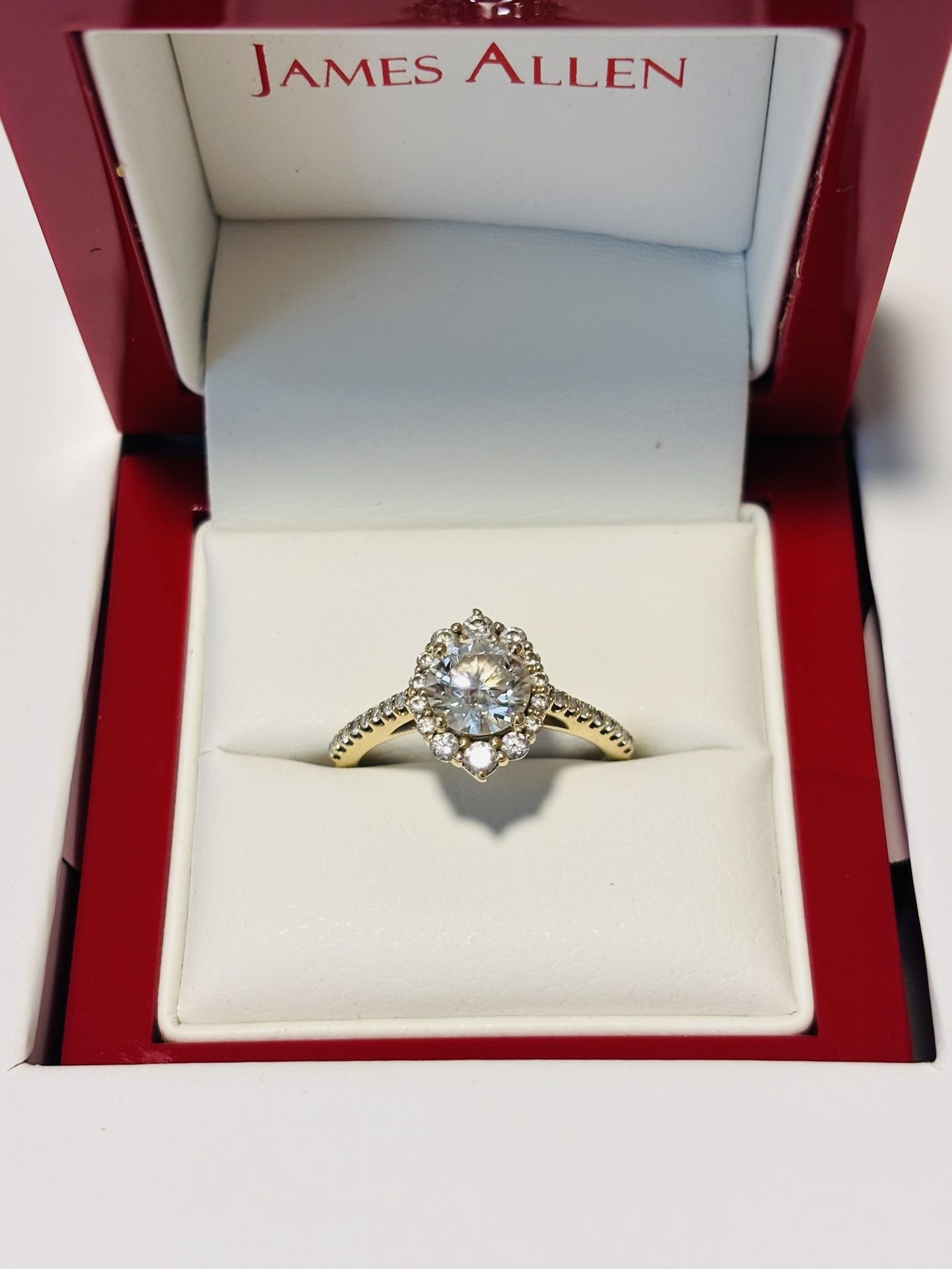 14K Yellow Gold Graduated Halo Diamond Engagement Ring