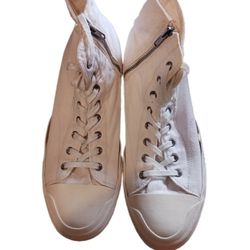 Polo Ralph Lauren Denim and Supply Ranell White Canvas Upper Zipper Hi-Top Sneakers 