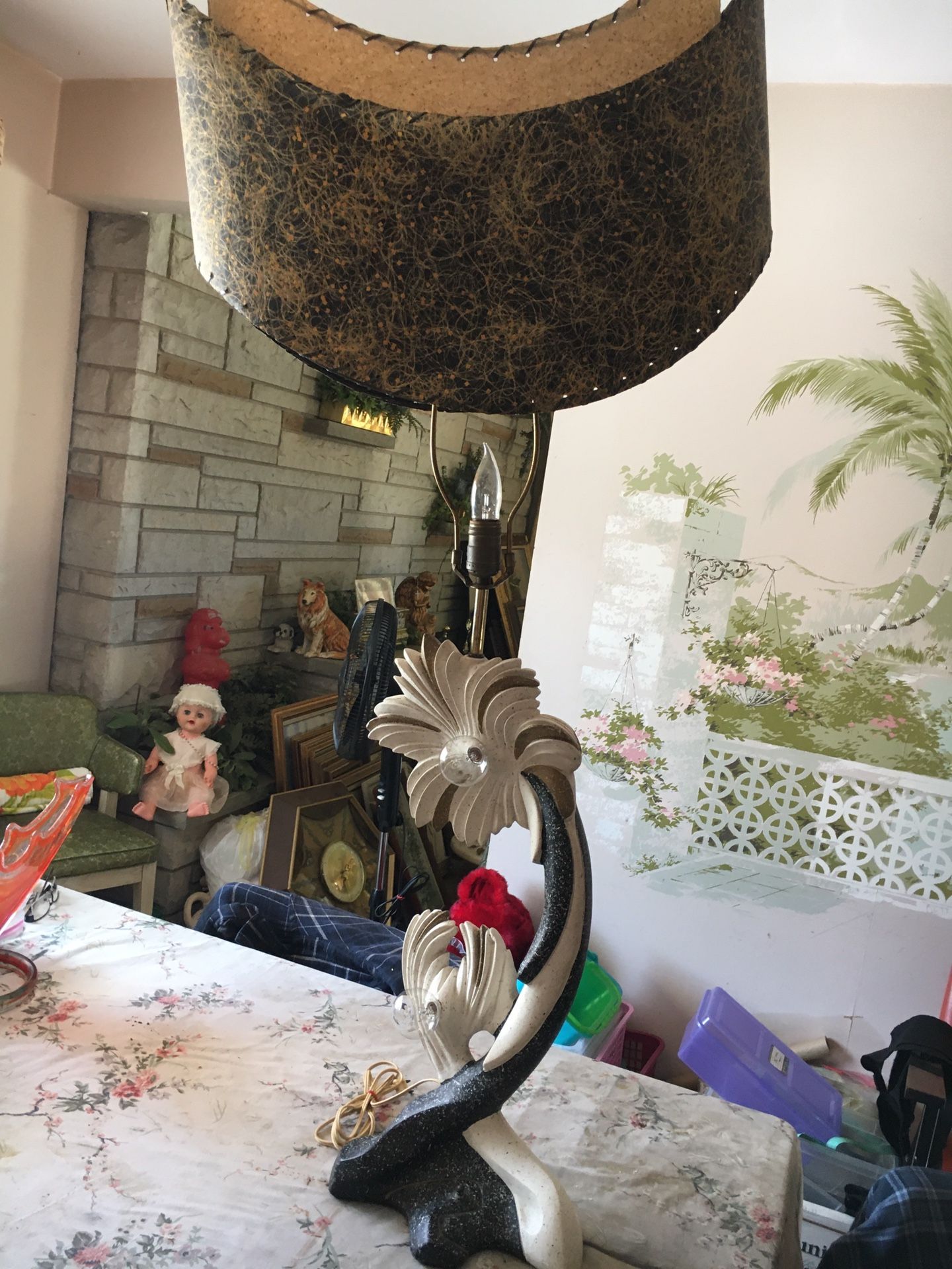 Pair Vintage Unique Design Lamps With Original Shades