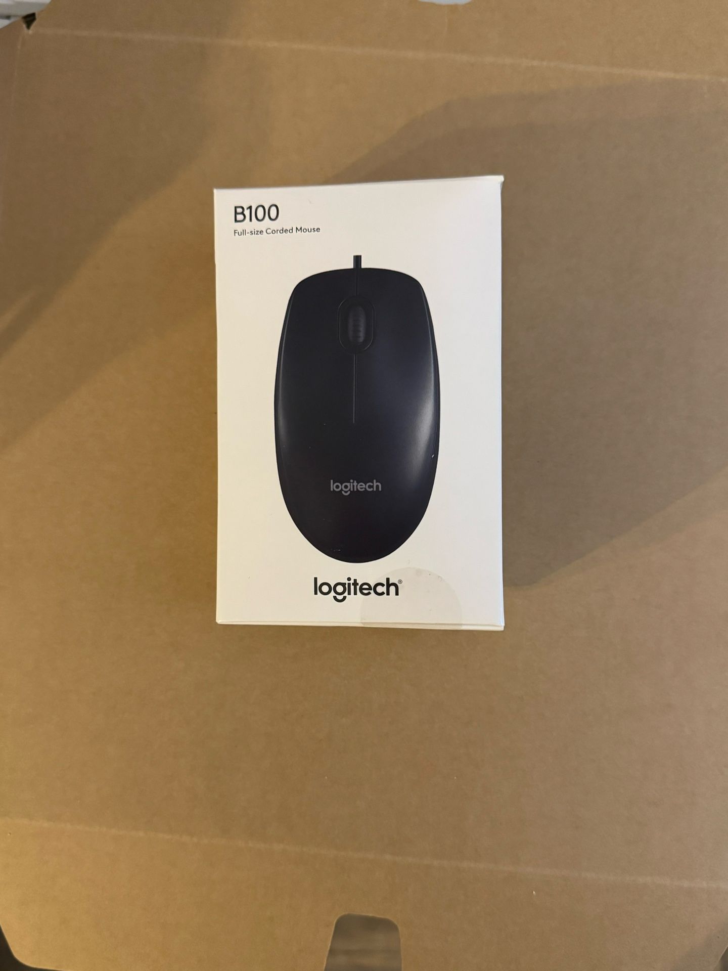 New Black Logitech Wired USB Mouse