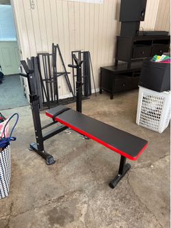 Gym bench  with barbell stand