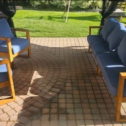 Outdoor Patio Furniture Set Wooden (Sofa + 2 Chairs)