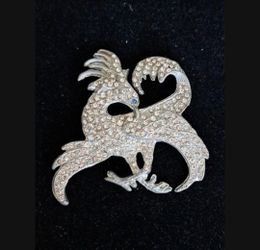 Vintage 30's Pot Metal Phoenix Bird Brooch