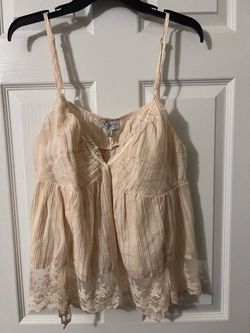 Jessica Simpson Indy Handkerchief Hem Top - Gardenia-Pastel Stripe, Size L