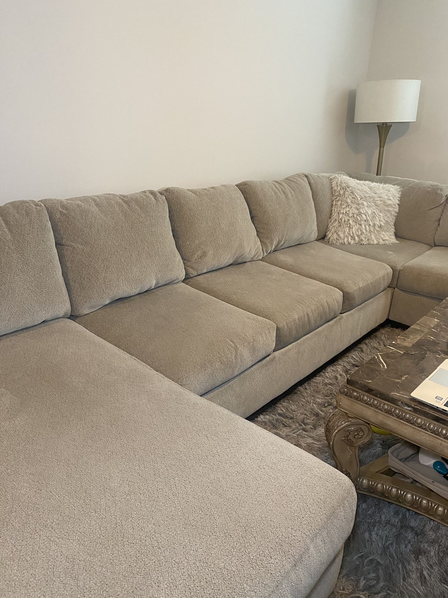 HUGE Ashley Enola/Sepia Sectional $900