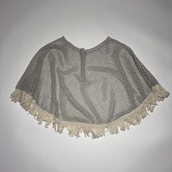 Knit Poncho With Fringe