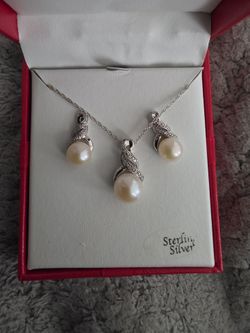 Pearl Earrings and Necklace
