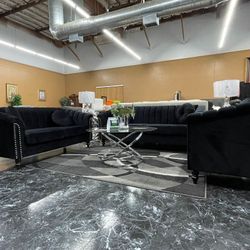Black Velvet Sofa Set