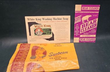 Vintage Advertising Lot White King Soap Bear Cleaner Sunbeam Bread Wrapper