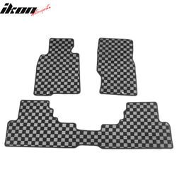 Fits 2008-2013 Infiniti G37 Floor Mats Non-Slip Carpets Checkered Black Gray Plaid