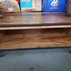 Solid Wood & Iron Coffee Table 