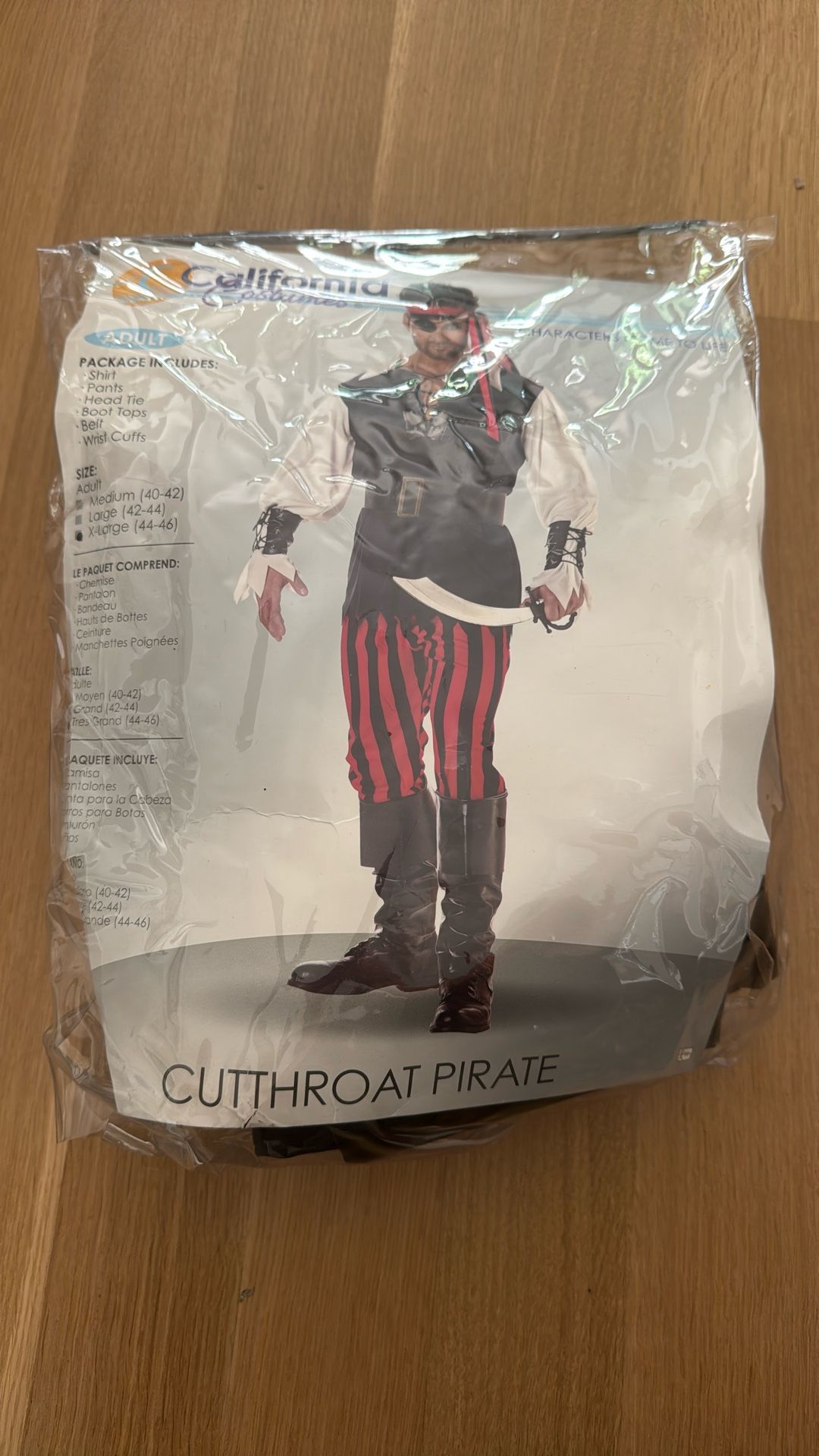 Pirate Costume-New- X Large