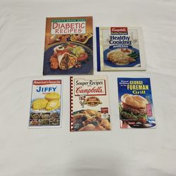 Cook Recipes Diabetic Recipes, Healty & Jiffy, Campbells, Plus George Foreman Books (5) Total  Books