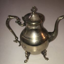 11 inch vintage, silver plated, tea kettle