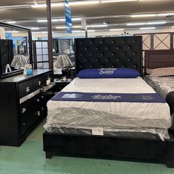 🔥Hot Deal🔥Brand New Queen Bed Frame + Dresser + Mirror + Nightstand 