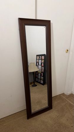 Full-Length Wall Mirror Dark Wood Frame