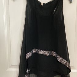 Andrew By Unit S Sleeves Silver Sparkle Top