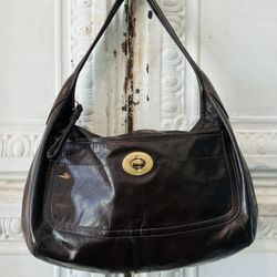 Coach Ergo Extra Large Brown Patent Leather Tote Hobo Shoulder Bag F12887