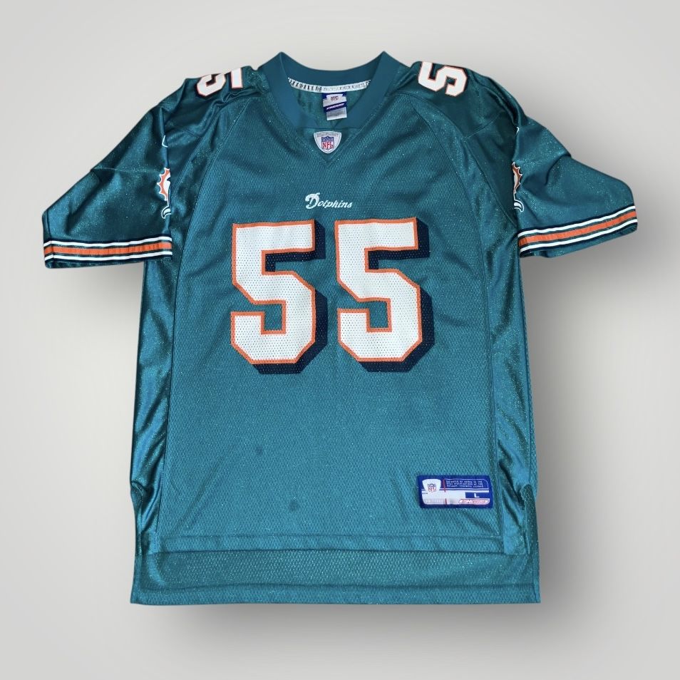 Junior Seau Miami Dolphins Reebok Aqua Jersey Large