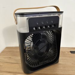 USB Fan, Misting Fan, Mini Evaporative Cooler with 7 Colors LED Light, 1/2/3 H Timer, 3 Wind Speeds and 3 Spray Modes for Your Desk, Nightstand, or Co