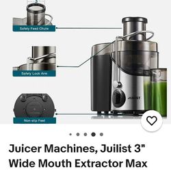Juicer Machines, Juilist 3" Wide Mouth Extractor Max Power Silver
