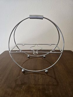 Martini Glass Caddy Circular Metal 12.5” Mid Century Modern