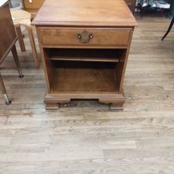 Solid Maple Nightstand With Drawer And Shelf