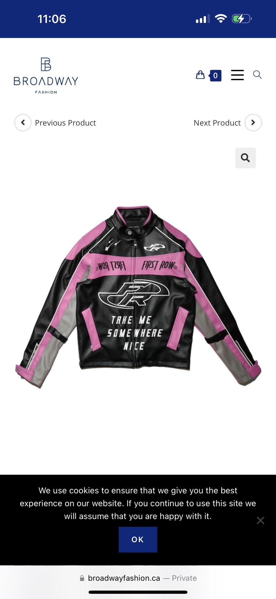 Black/pink First Row Biker Jacket