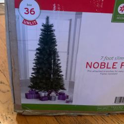 Christmas Tree 7 Foot Slum Noble Fir Pre-attached Branches