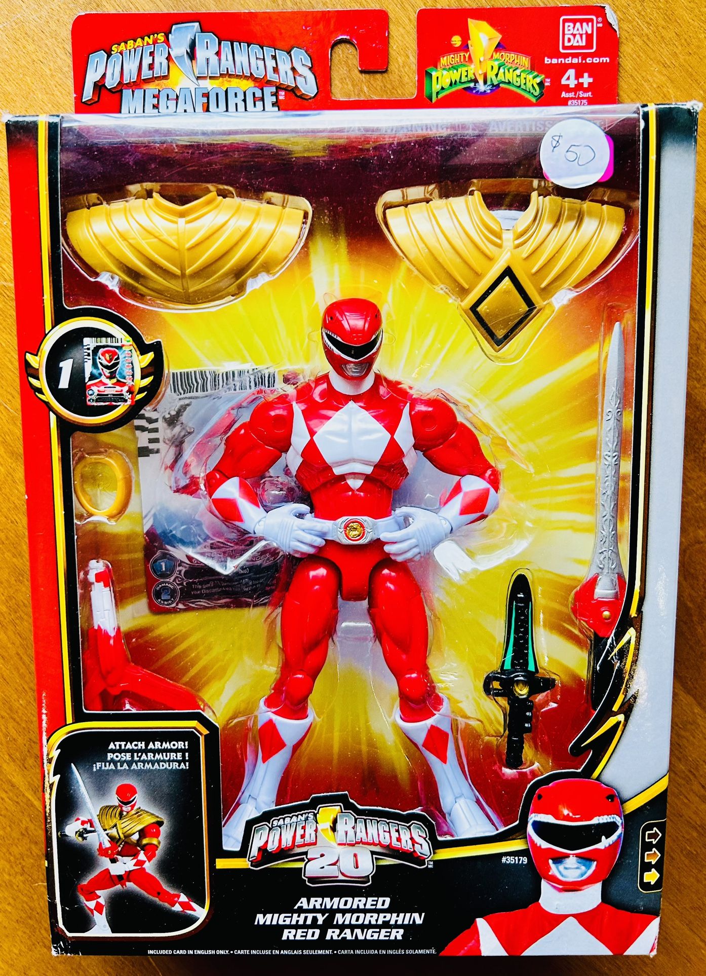 NIP 2014 Saban’s Armored Mighty Morphin Red Ranger Power Rangers 20 Super Megaforce Action Figure by BanDai - includes card in English