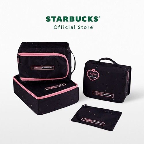 Starbucks X BLACKPINK set of 4 Travel BAGS JISOO JENNIE ROSE LISA Black Pink Stanley