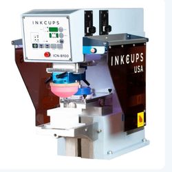 Inkcups B100 Pad Printer + Eagle Compressor — Tagless Shirt Label Machine