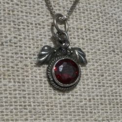 Vintage Sterling Silver Red Stone Pendant 