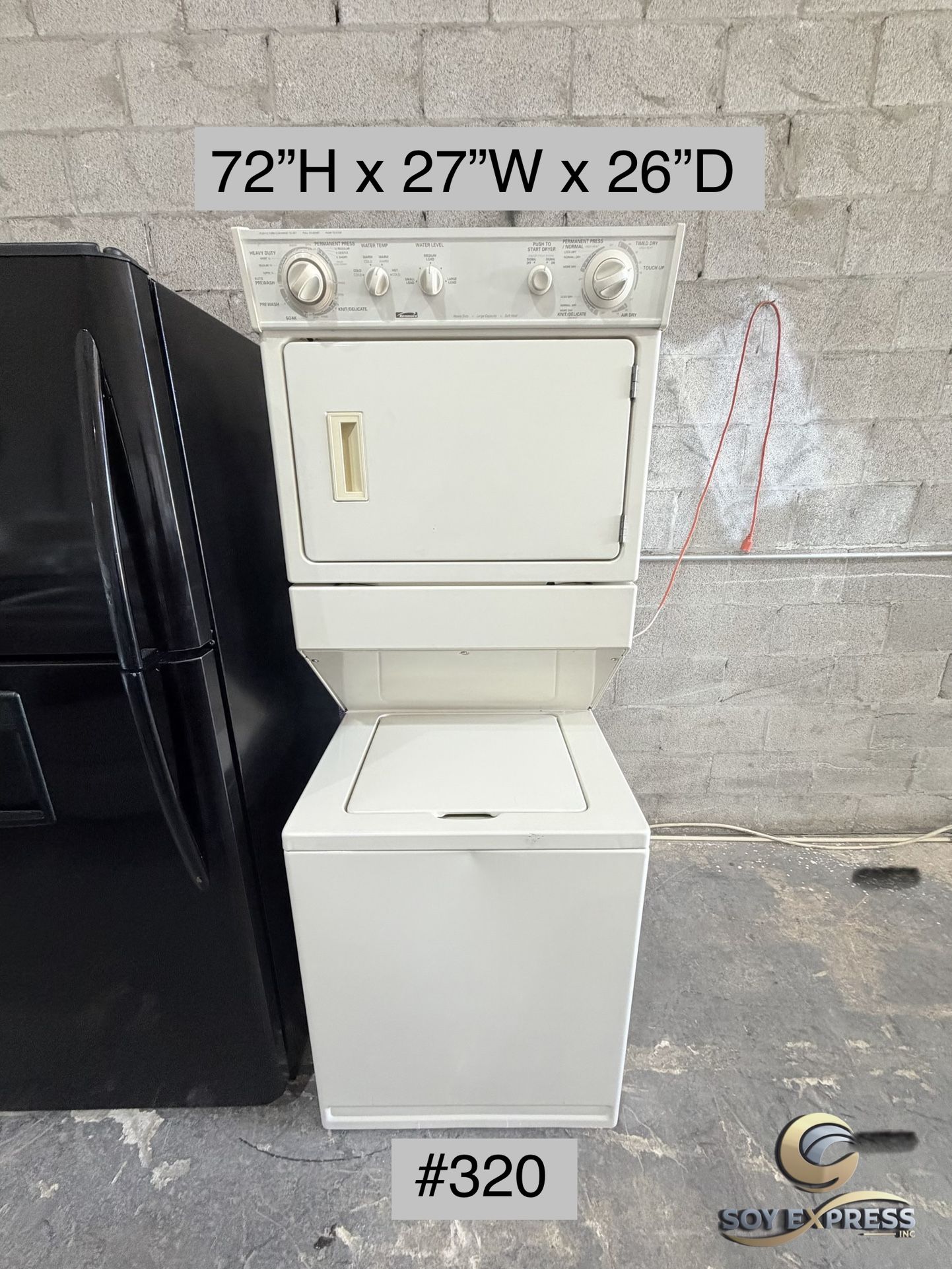 Kenmore Combo 27”W Washer And Dryer Stackable Electric (#320)