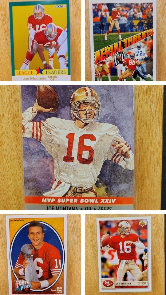 🏈 Joe Montana Vintage Football Cards Lot – 49ers Legend (Set of 5)