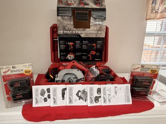 Milwaukee 18volt 4pack Combo Kit W/4 Extra Batteries