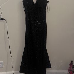 Black Sequin Corset Prom Dress