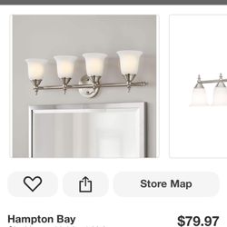 Hampton Bay Olgelthorpe 29.8 in. 4-Light Brushed Nickel Bathroom Vanity Light Fixture with Bell Shaped Frosted Glass Shades