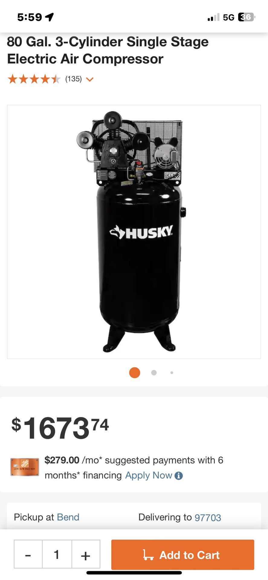New 175 Psi Air Compressor
