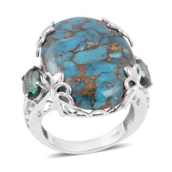Mojave Blue Turquoise, Hebei Peridot Ring