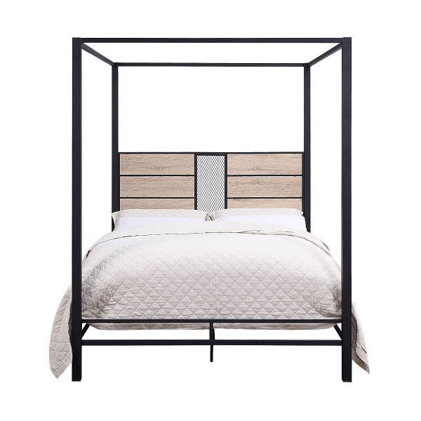 Garvee Twin Canopy Bed Frame with Upholstered Headboard Arched  CANOPY BED TWIN NATURAL &SANDY GRAY FINISH ((AC22050) $299 