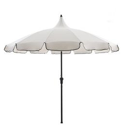 My Texas House 9ft Outdoor Patio Umbrella with Off-White Canopy and Black Trim