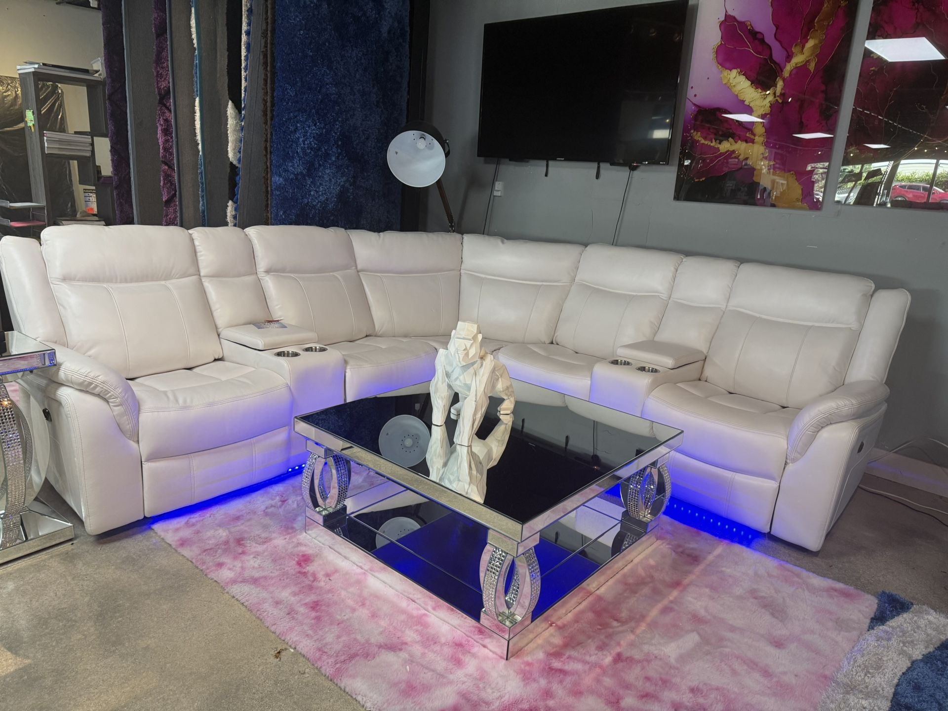 Beautiful White Power Reclining Sectional With Led Lights $800 OFF!!!!!